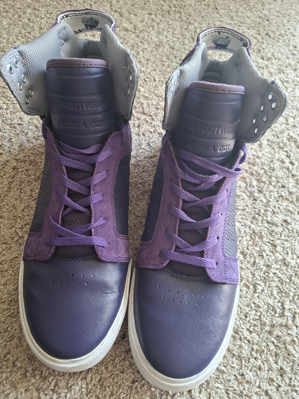 Supra Muska 001 Purple High Top Sneakers Men's Size 14 Leather Suede Skate Shoes